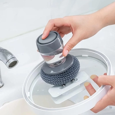 Burete de curățat vase 2 în 1 cu dozator de detergent SUDSMASTER® încorporat