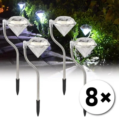 DiamondPath®: Set de 8 buc. Lămpi solare cu LED-uri în formă de diamant