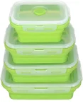 Set de 4 cutii pliabile din silicon pentru depozitarea alimentelor POPLATE® set de 4 cutii pliabile din silicon pentru depozitarea alimentelor poplate